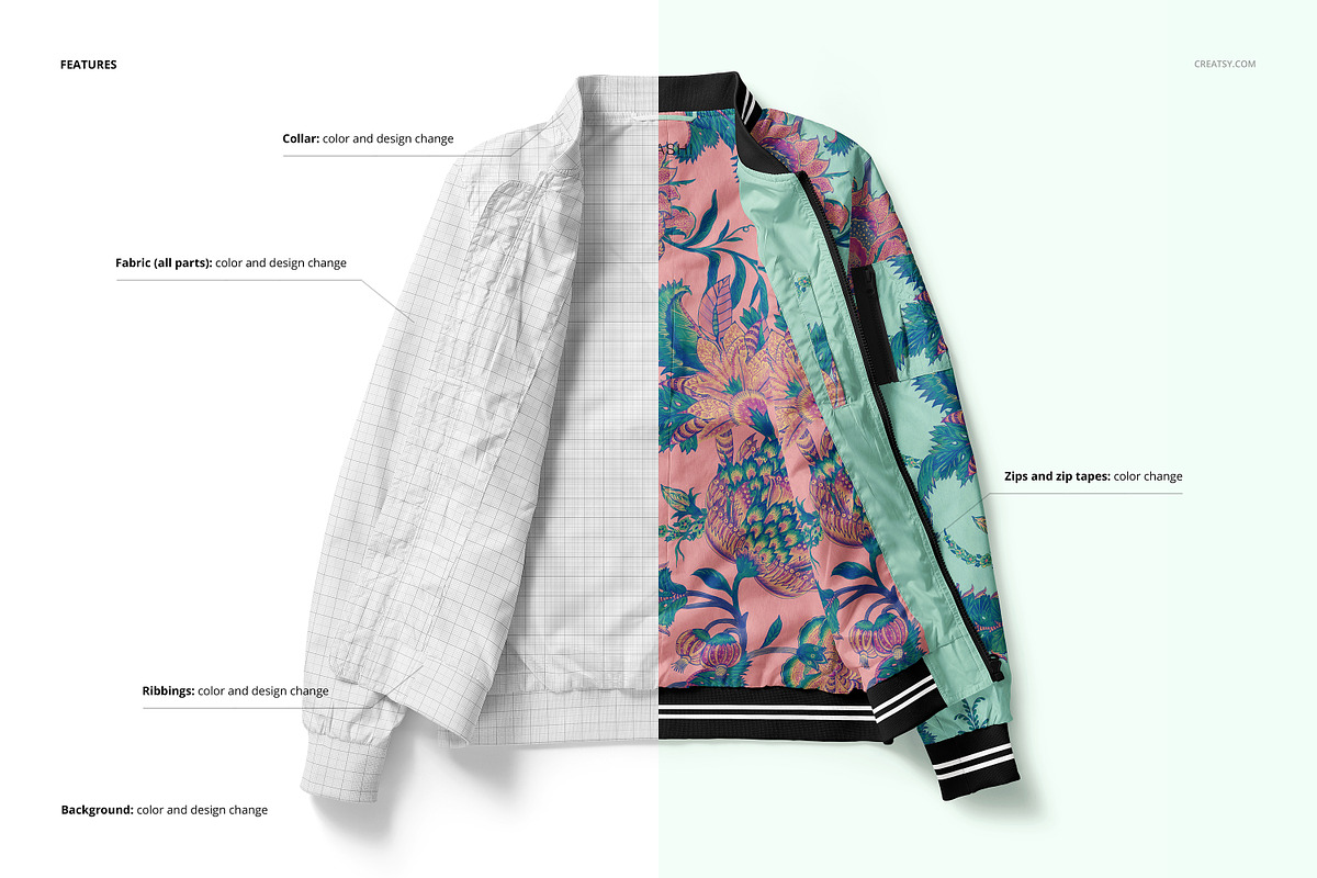 Men's Bomber Jacket Mockup Set, a Hoody Mockup by creatsy5 (Photo 3 of 9)