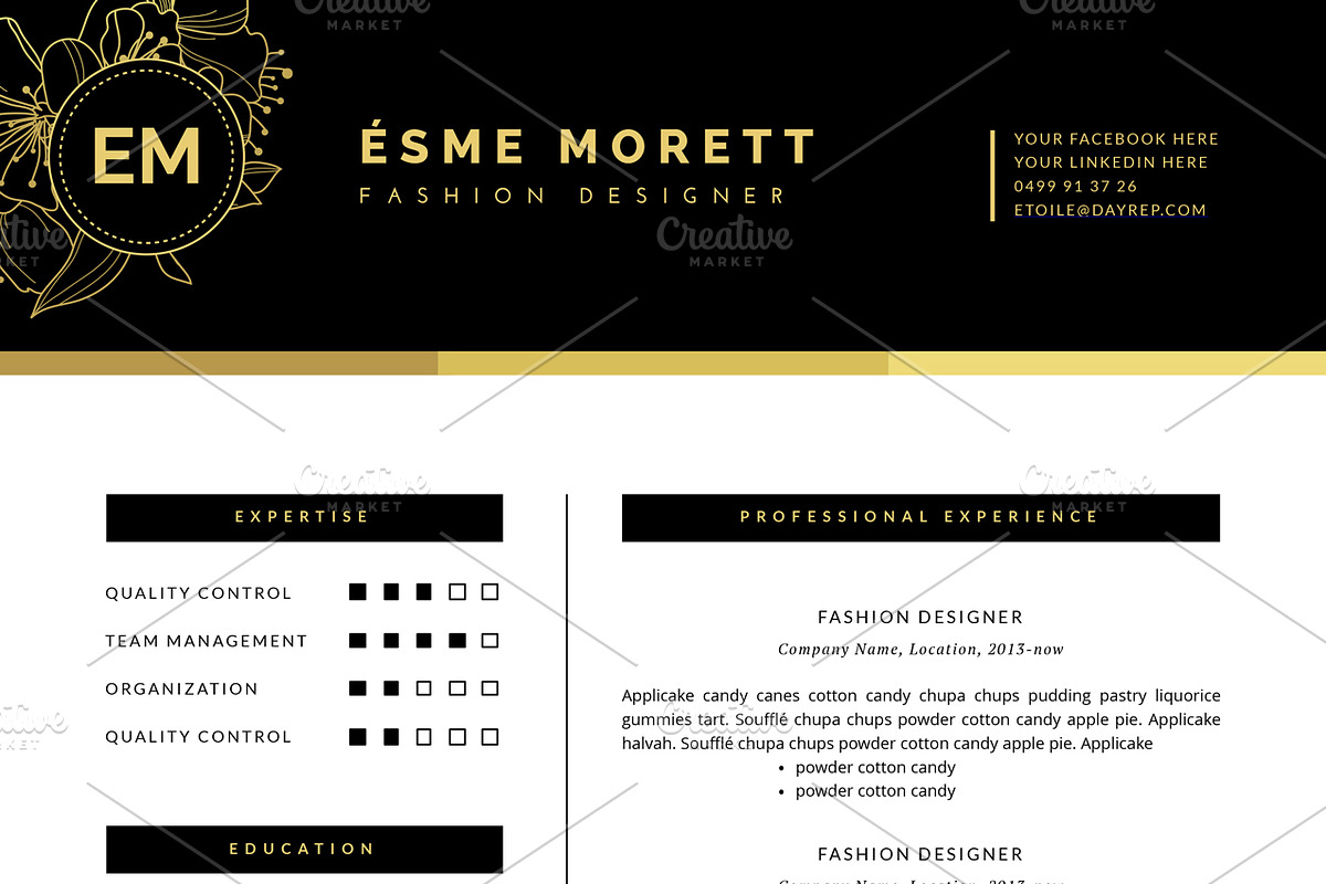 Fashion Resume Template for MS Word, a Resume Template by This Paper Fox (Photo 4 of 5)