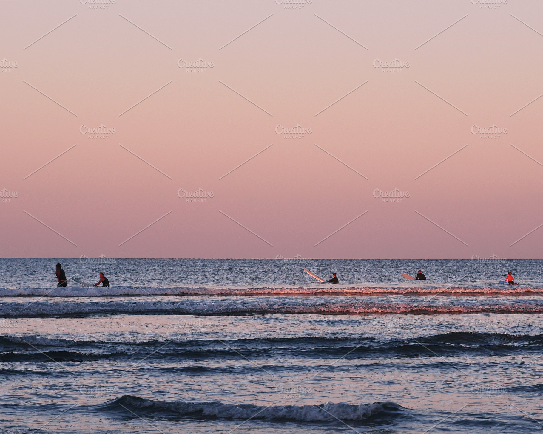 Surfers at Dusk New Zealand Photo, a Sports & Recreation Photo by Dee Andreoli Photography