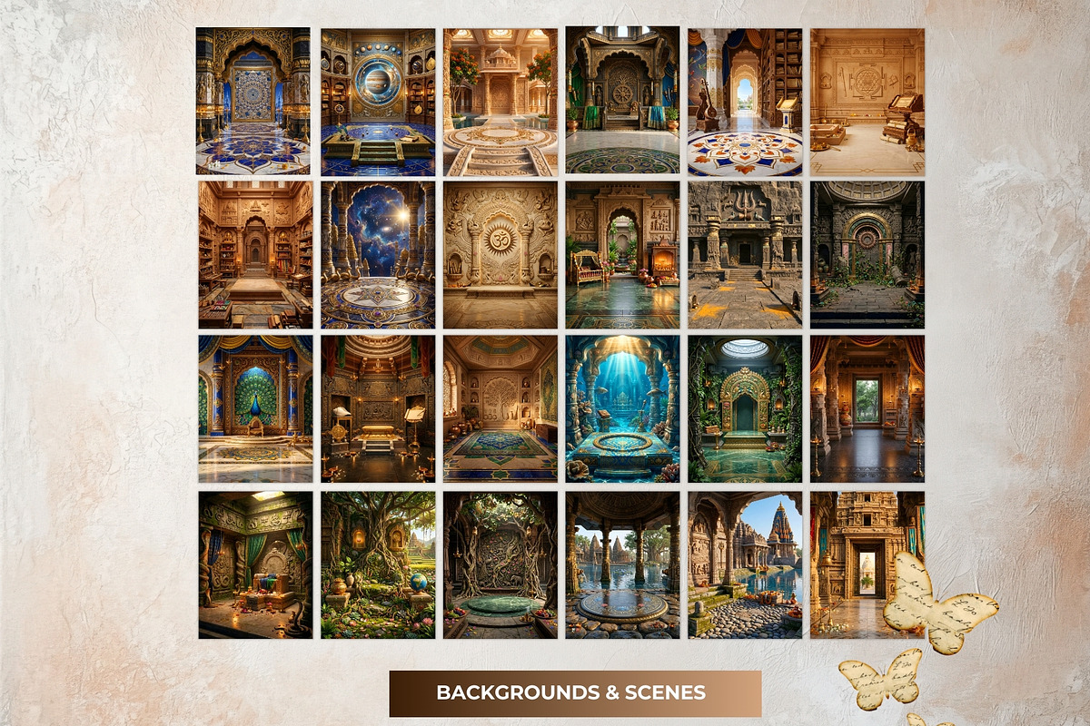 Hindu Mythology Temple Backdrops, a Decorative Illustration by ThatsDesignArt (Photo 4 of 14)