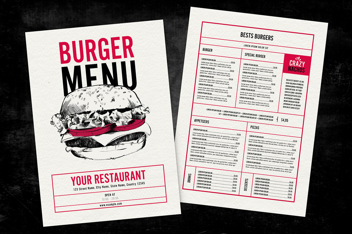 Illustration Burger Menu, a Flyer Template by McLittle Stock