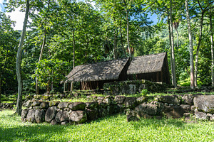 Thatched-roof building at Kamuihei archaeological site, Nuku Hiv, an Architecture Photo by GoodGoods