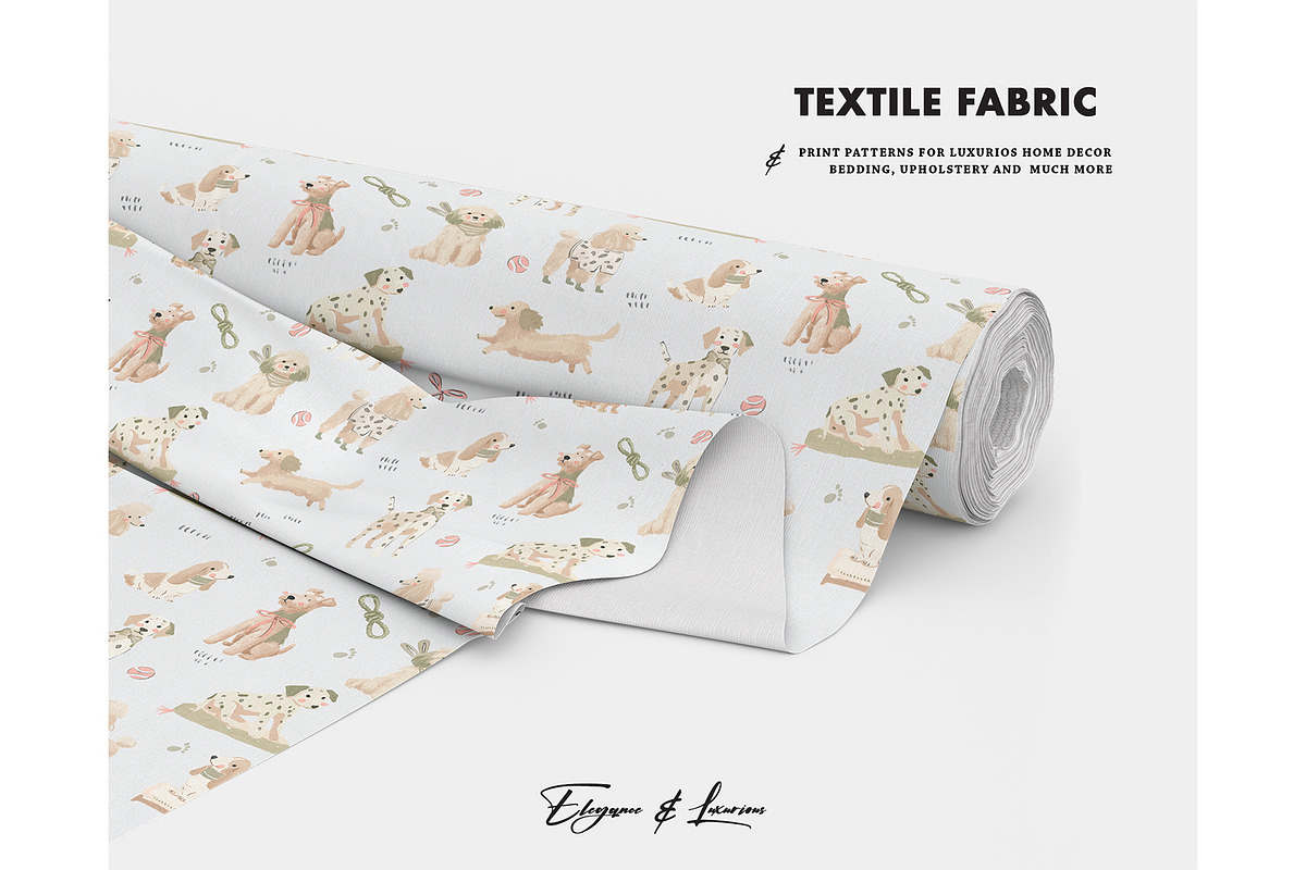 Neutral playful dogs pattern, a Pattern Graphic by Milatoo (Photo 3 of 3)
