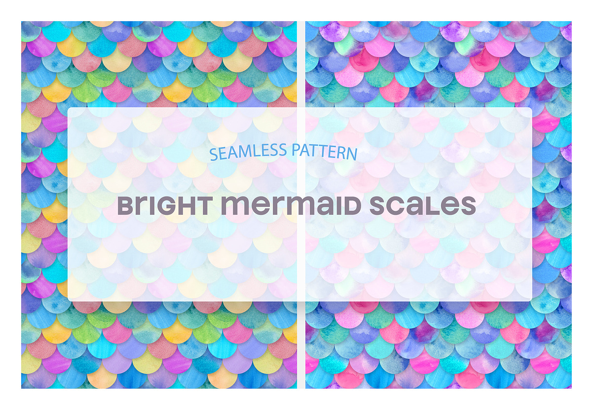 Bright Mermaid Watercolor Scale, a Pattern Graphic by MyNatureGraphics (Photo 1 of 4)