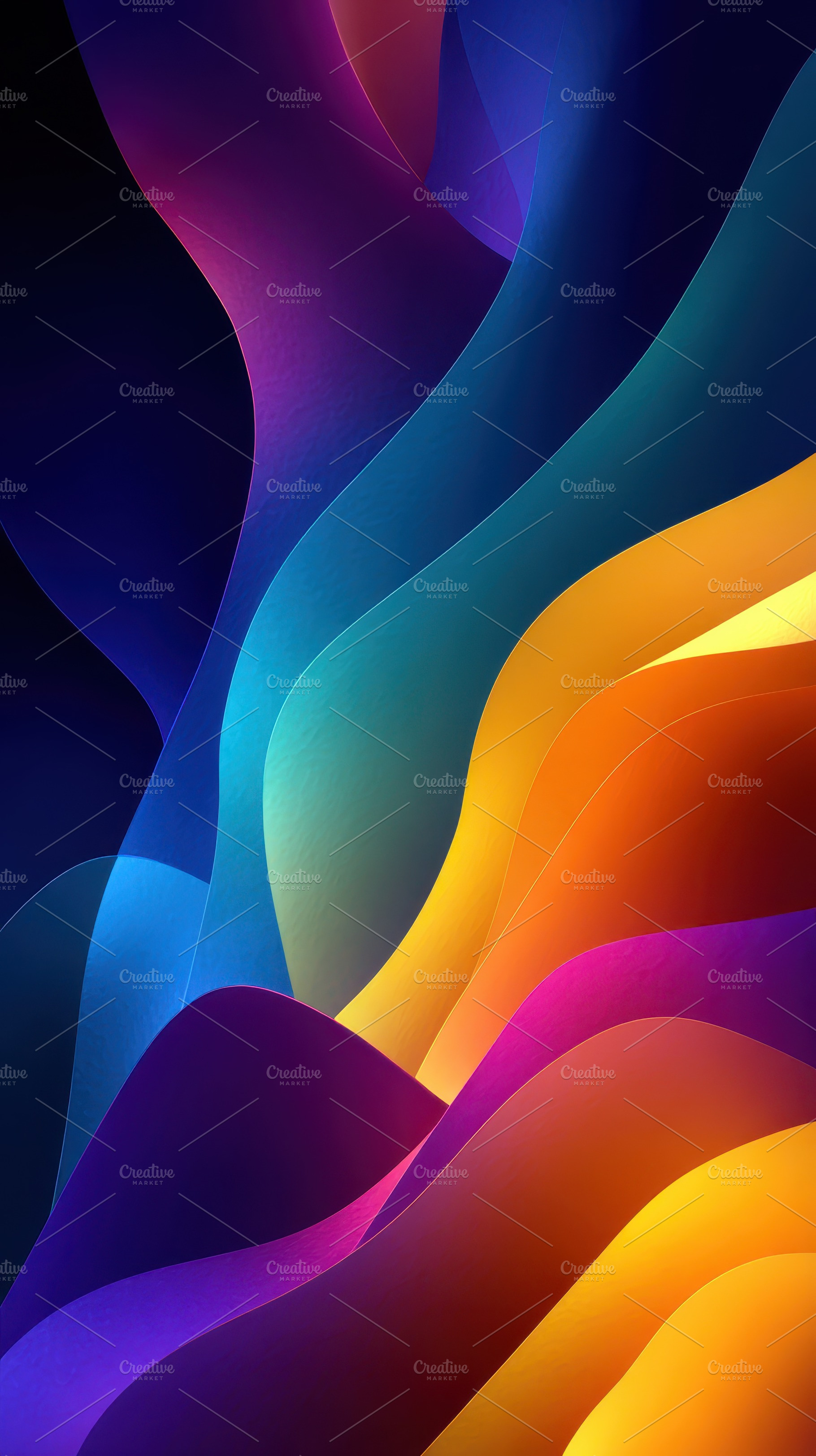 Abstract Colorful Waves Vibrant Grad, a Photo by Pixeness Studio