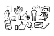 Hand Drawn Voting Icon Set, an Illustration by designvectx (Thumbnail 2 of 3)