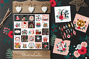 Floral Christmas clipart & pattern, an Animal Illustration by Cozy pattern shop (Thumbnail 8 of 14)