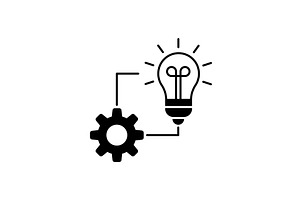 Cogwheel with lightbulb black icon, a Solid Icon by Saggitarius