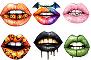 Watercolor Halloween Lips Clipart Bu, an Illustration by Designking (Thumbnail 3 of 4)