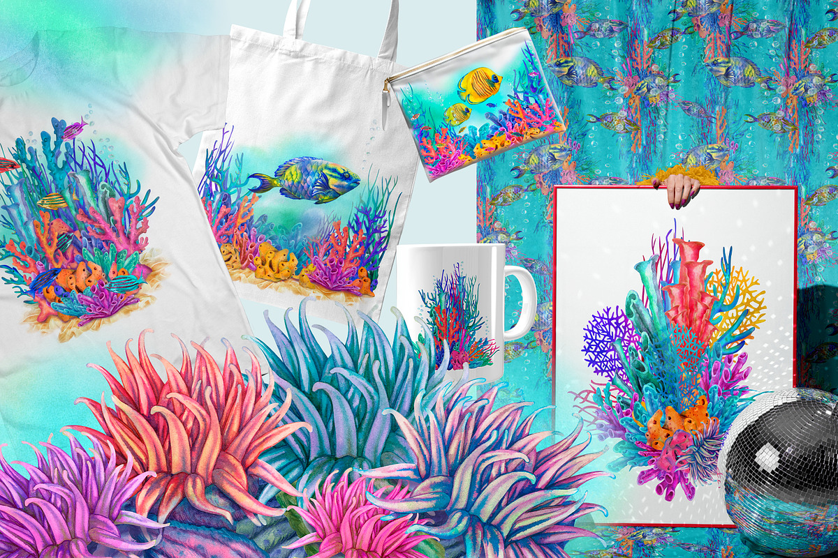 Neon Reef Creator Pack, an Animal Illustration by EL_SUHOVA (Photo 5 of 13)