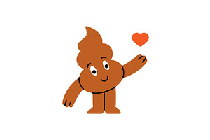 Cute cartoon poop character holding, an Object Illustration by GraphiShop