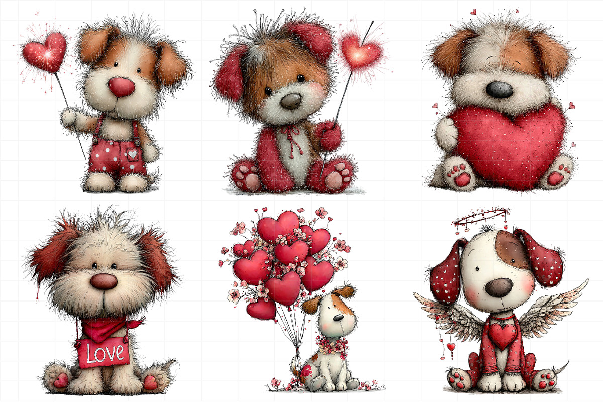 Whimsical Valentines Dog Clipart, an Illustration by Daily.Designs (Photo 5 of 8)