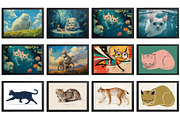 Watercolor Cat Wall Art Prints, an Animal Photo by Chipshpow Graphics (Thumbnail 8 of 8)