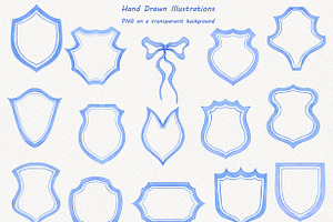 Blue Crests Watercolor Clipart