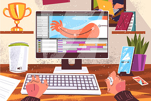 Artist computer workplace. Animator, a Technology Illustration by Stock-Smart-Start
