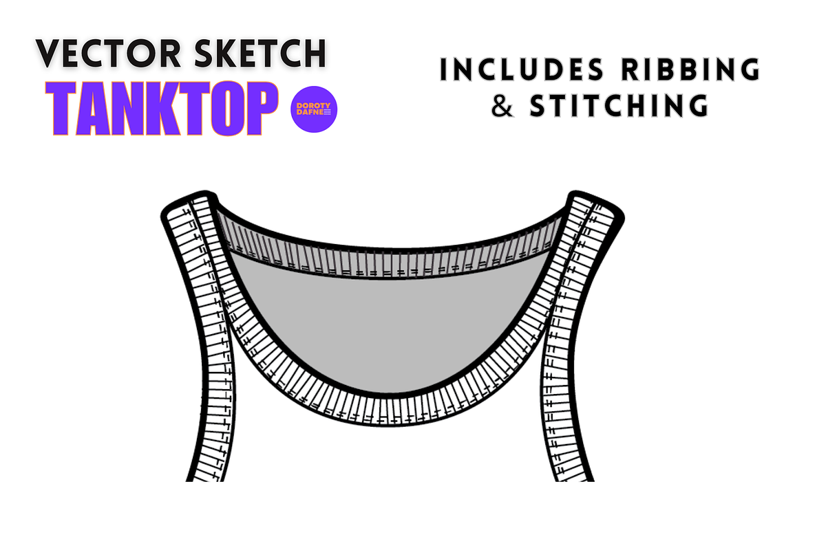 Tank Top Vector Sketch, an Apparel Mockup by Doroty Dafne Designs (Photo 4 of 7)