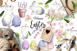 Happy Easter! Watercolor set.