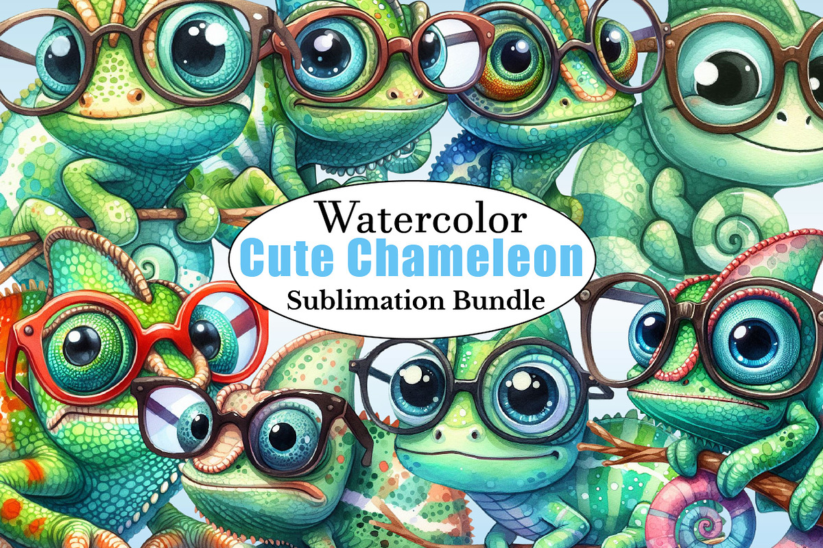 Cute Chameleon With Funny Glasses, a Graphic by CitraGraphics (Photo 1 of 6)