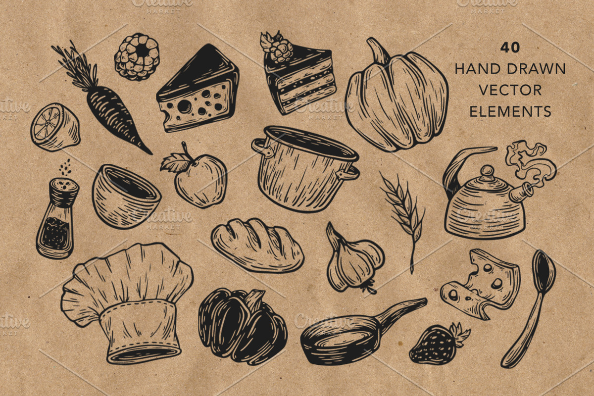 Cooking Time. Kitchen illustrations., a Food Illustration by Olga Olmix (Photo 2 of 8)