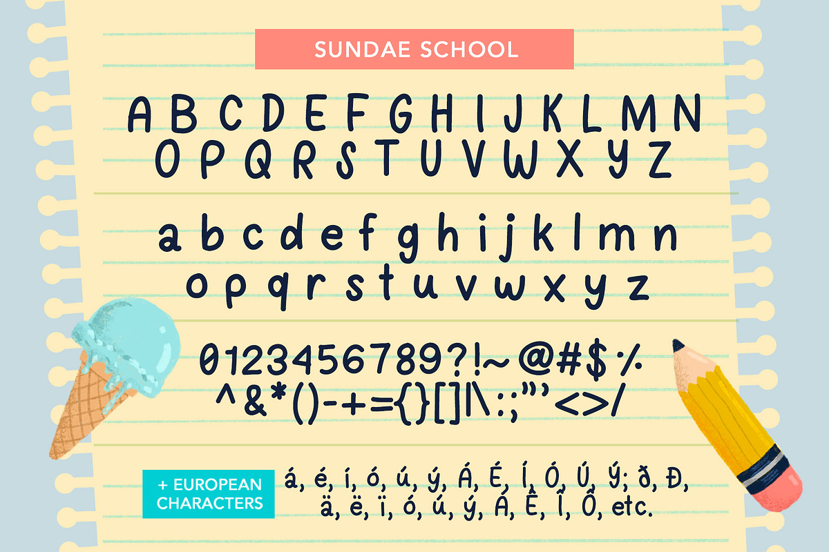 Sundae School Font, a Sans Serif Font by Quirky Queen Media (Photo 6 of 6)