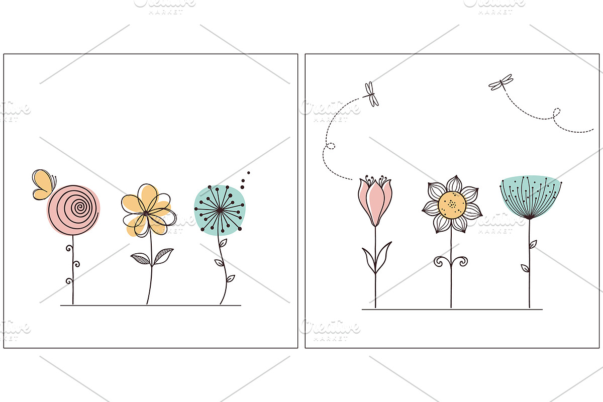 Doodle flowers & Floral frames set, a Graphic by InkySplash (Photo 3 of 6)