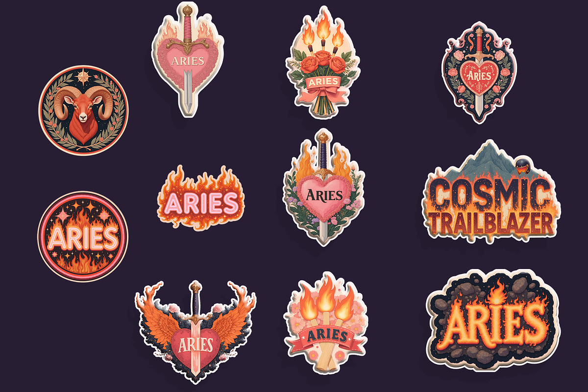 Aries Zodiac Sticker Bundle 80+, an Object Graphic by Jakayla Digital Co (Photo 4 of 15)