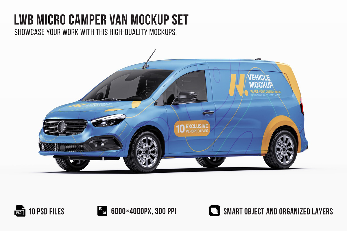 LWB Micro Camper Van Mockup Set, a Product Mockup by Halal Graphic Studio (Photo 1 of 15)
