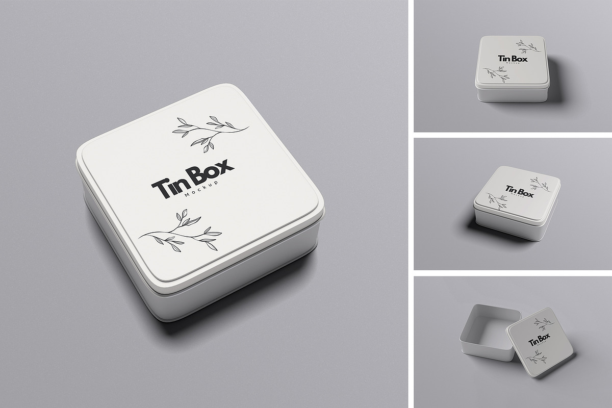 Square Tin Box Mockup, a Product Mockup by xavier_studio (Photo 1 of 5)