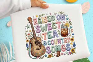 Raised on Sweet Tea and CountrySongs, a Seasonal Illustration by Designking