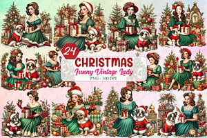 Funny Christmas Vintage Lady, an Object Graphic by designcity5