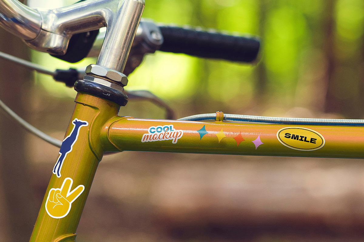 Bike Stickers Creation Mockups, a Mockup by Luuqas Design (Photo 6 of 6)