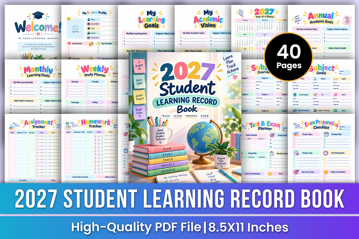 2027 Student Learning Record Book, a Stationery Template by Mustafiz (Photo 1 of 4)