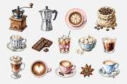 Watercolor Coffee Clipart (46), a Food Illustration by Iryna Denysova (Thumbnail 4 of 8)