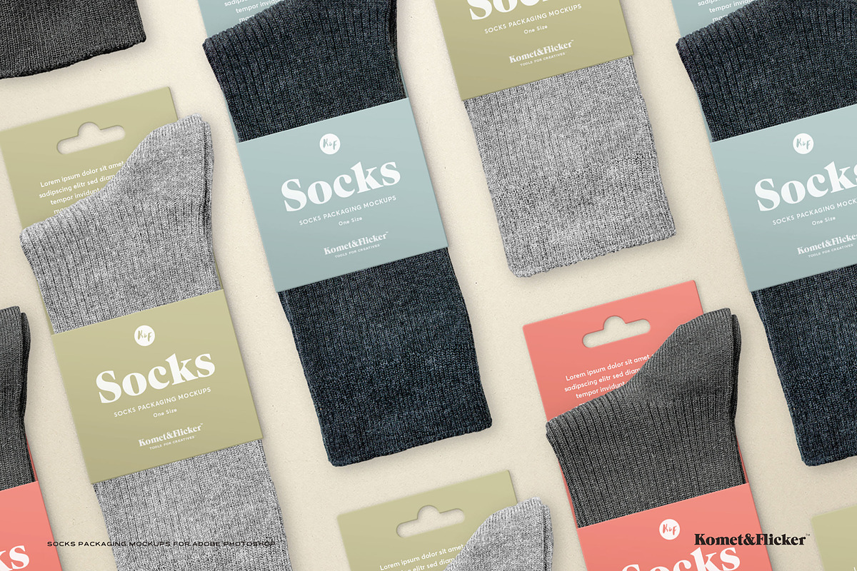 Socks Packaging Mockups, a Shirt Mockup by Komet & Flicker (Photo 3 of 9)