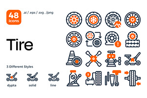 Tire Icon Set, a Duotone Icon by Eklip Studio