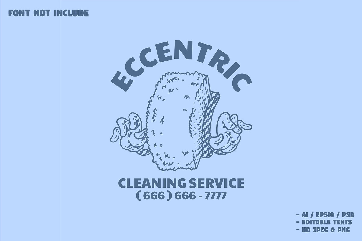 retro bathroom brush mascot, a Branding & Logo Template by Judsart