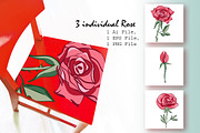 RED ROSES SET, a Decorative Illustration by Marina Grau (Thumbnail 2 of 4)