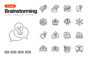 Brainstorming Icon Set, an Outline Icon by Eklip Studio