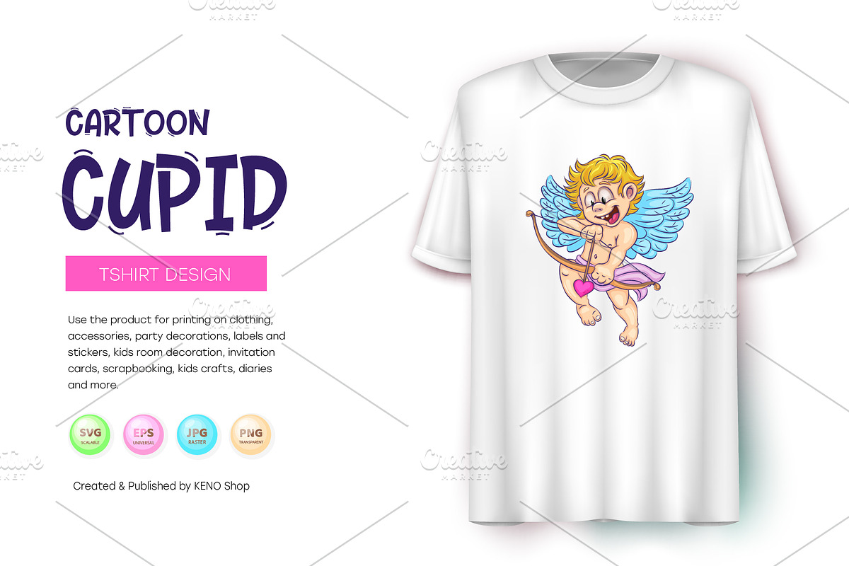 Cute cartoon cupid., an Animal Illustration by KENO Mascots (Photo 7 of 9)