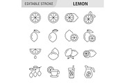 Lemon line icon set, an Outline Icon by ElineDesign (Thumbnail 1 of 2)