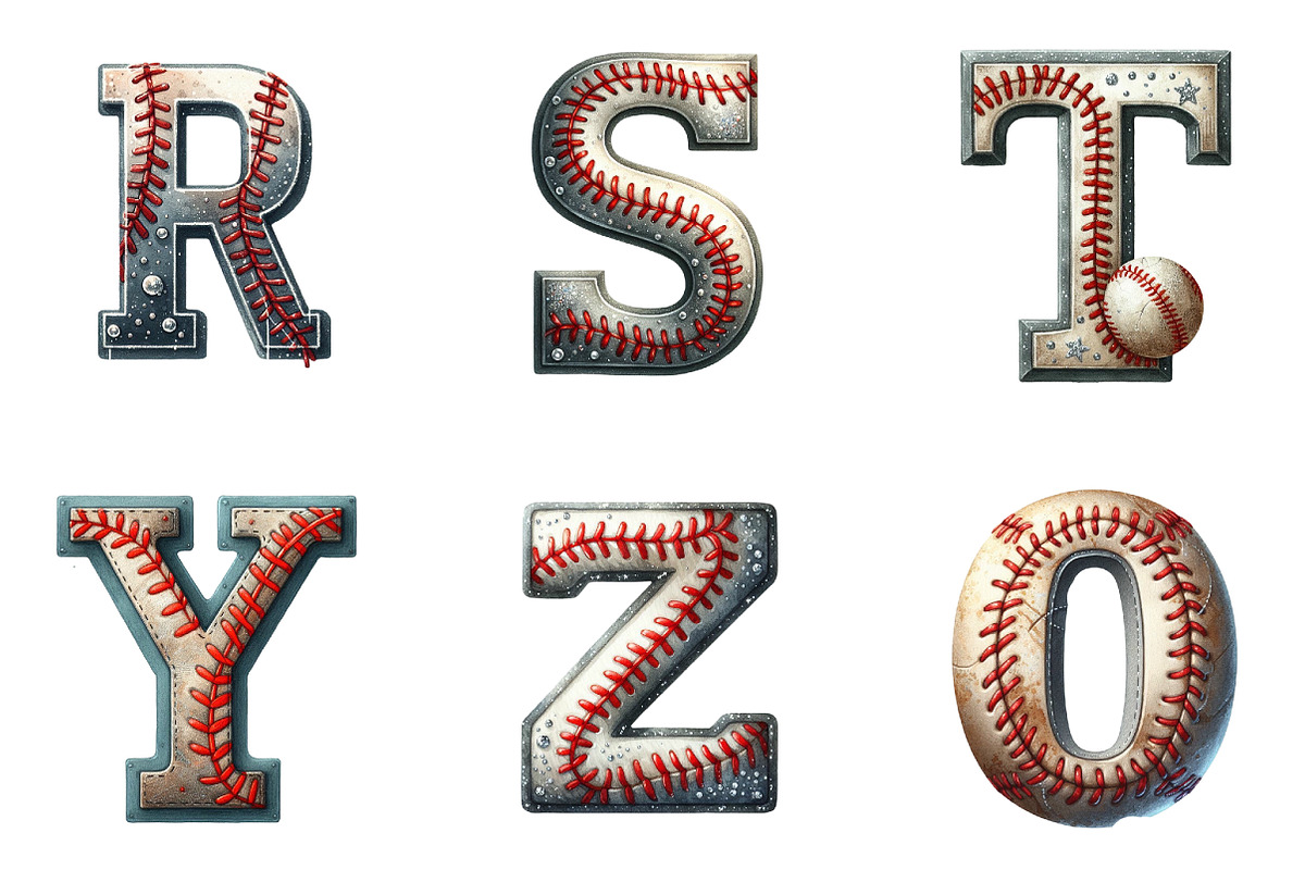 Glittery Baseball Distressed Alphabe, an Illustration by DreamArtGraphic (Photo 4 of 4)