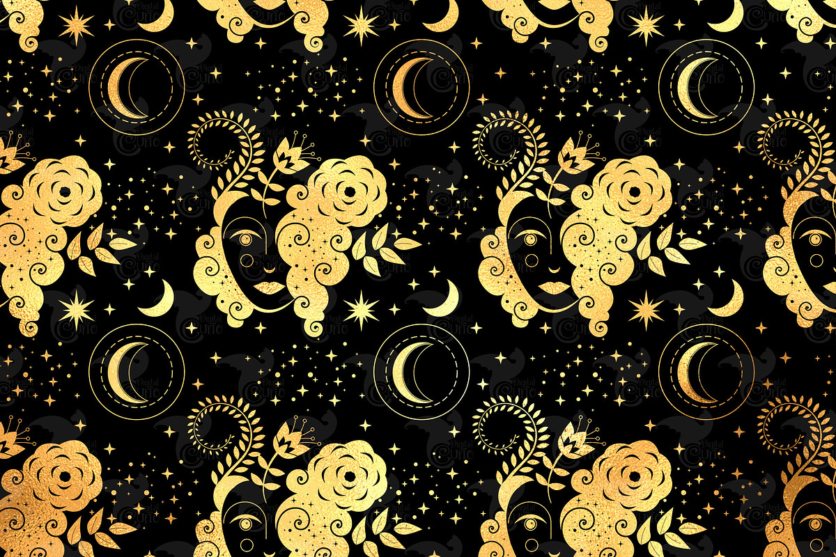 Celestial Gold Mystic Digital Paper, an Illustration by Digital Curio (Photo 7 of 7)