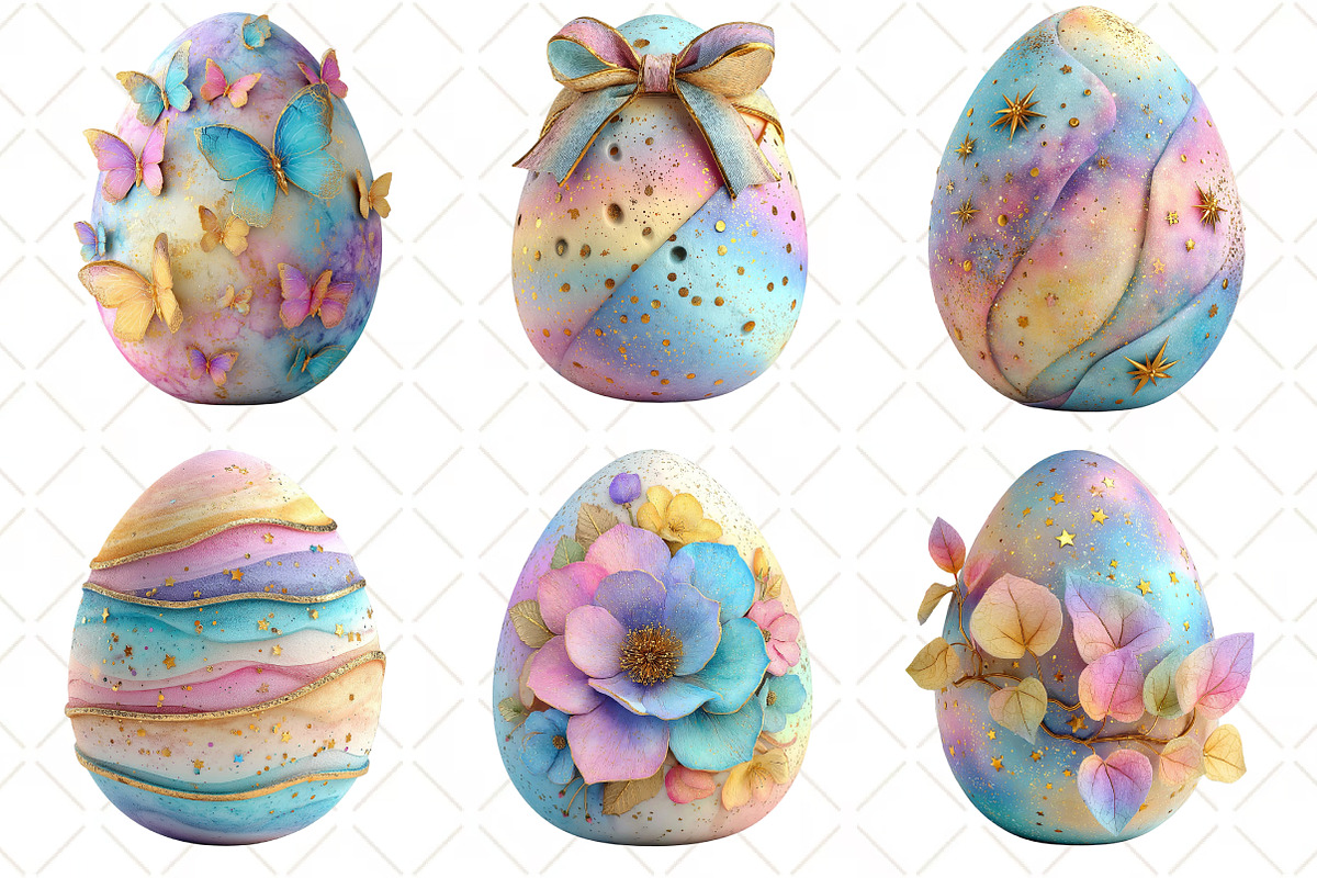 Whimsical Pastel Easter Egg Clipart, an Illustration by Black Bird Studio (Photo 6 of 6)
