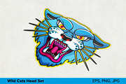 Wild Cats Head Set, an Animal Illustration by Moloko88 (Thumbnail 5 of 8)