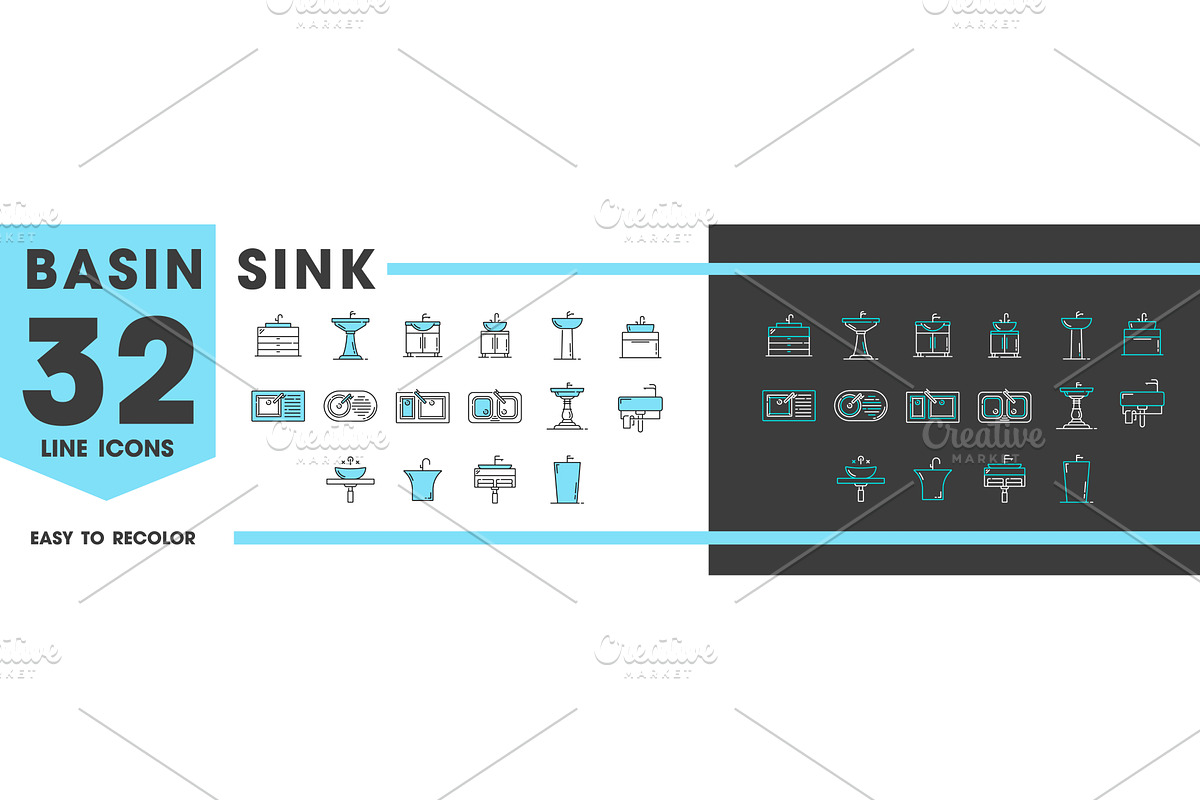 Kitchen, bathroom basin sink, an Object Illustration by Vector Tradition