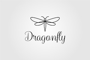 Line Art Dragonfly Vintage Logo