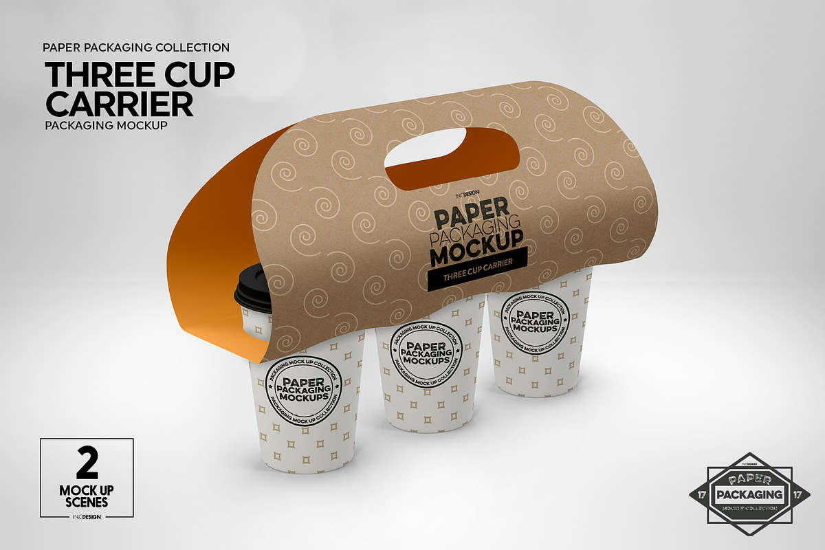 Three Cup Paper Carrier Mockup, a Cups & Container Mockup by INCDesign (Photo 8 of 12)