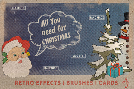 Retro Christmas EFFECTS & BRUSHES PS