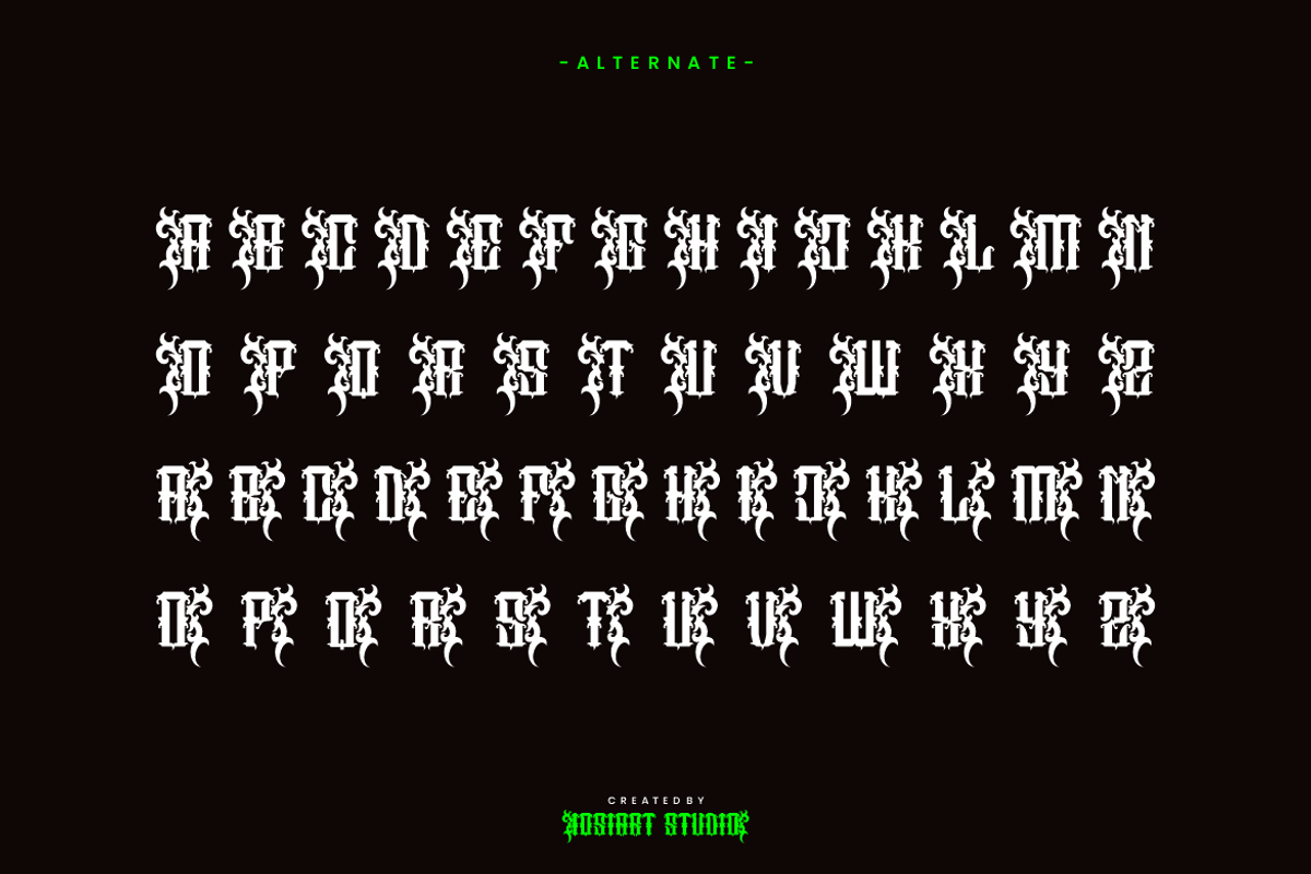 Underaz - Blackletter Font, a Blackletter Font by Iqsiart Studio (Photo 2 of 6)