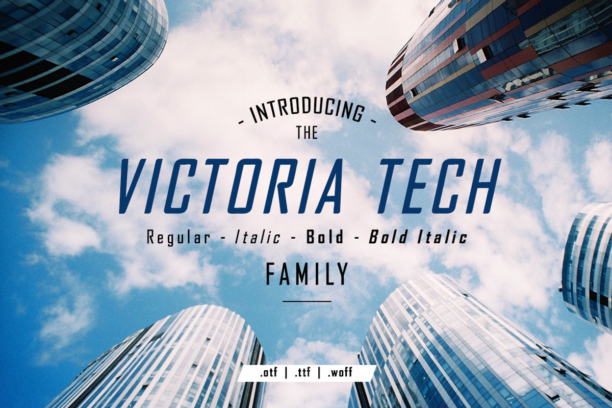 Victoria Tech Font Family, a Sans Serif Font by yantodesign (Photo 1 of 8)